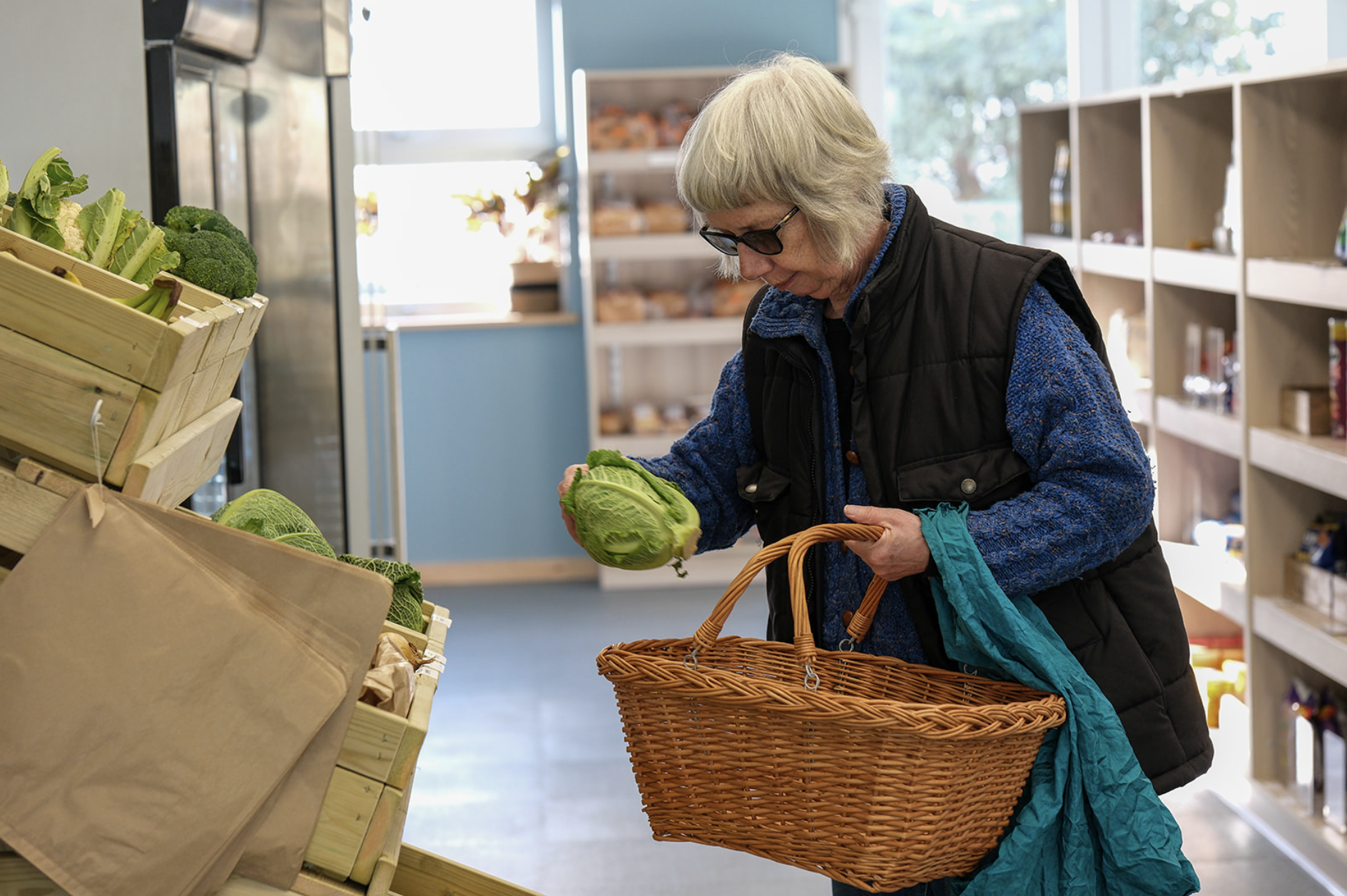 Customer selecting fresh local produce