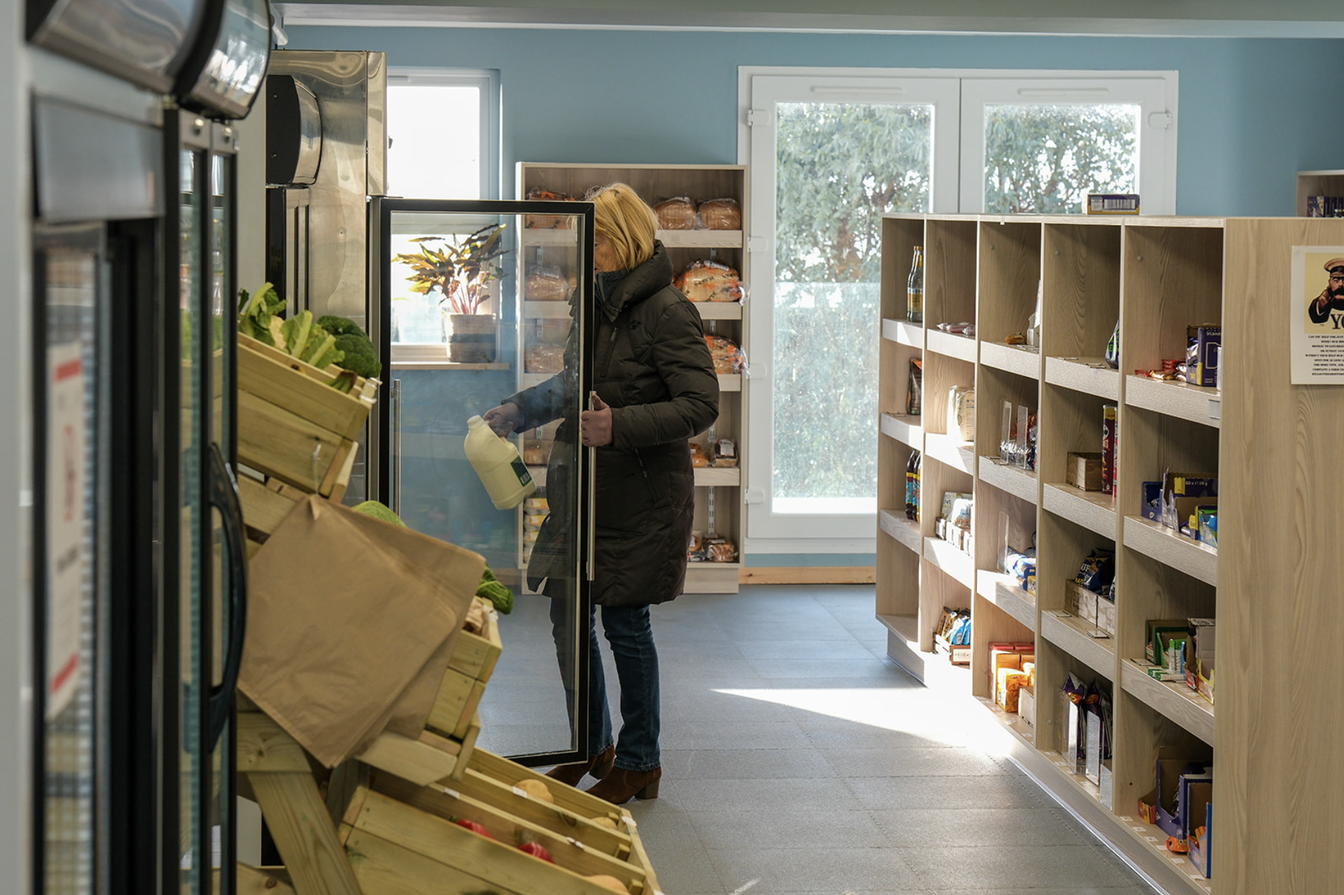 Shop interior showing aisles and product shelves